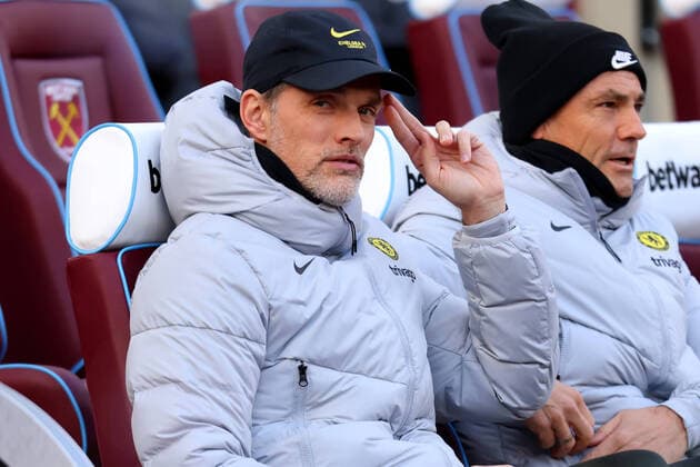 Sport Themen der Woche KW48 4th December 2021; City of London Stadium, London, England; Premier League football, West Ham versus Chelsea; Chelsea Manager Thomas Tuchel as his team take the 1-2 lead in the game  ActionPlus12344751 ShaunxBrooks