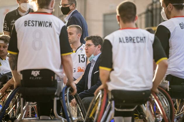 European Championship Wheelchair Basketball 04 12 2021 MADRID, SPAIN 4 December Wheelchair Basketball, Germany vs Lithuania Men, on Day 1 of the European Championship Wheelchair Basketball on 04 12 2021 at Polid Municipal Francisco Fernandez Ochoa in Madrid, Spain Nicolai Zeltinger Coach Germany Copyright: xBEAUTIFULxSPORTS Wunderlx