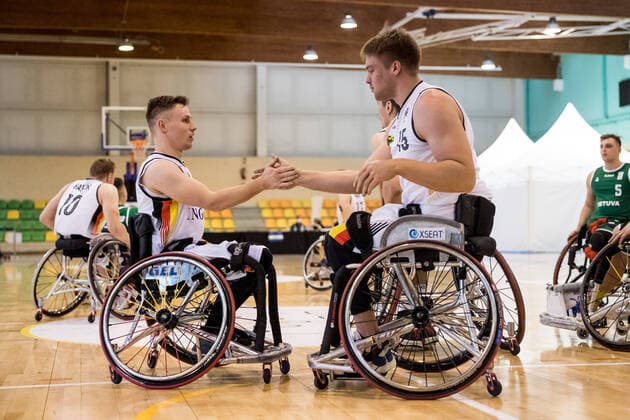 European Championship Wheelchair Basketball 04 12 2021 MADRID, SPAIN December 4 Wheelchair Basketball, Germany vs Lithuania Men, on Day 1 of the European Championship Wheelchair Basketball on 04 12 2021 at Polid Municipal Francisco Fernandez Ochoa in Madrid, Spain Philip Schorp Germany, 4 , Alexander Budde Germany, 15 Copyright: xBEAUTIFULxSPORTS Wunderlx