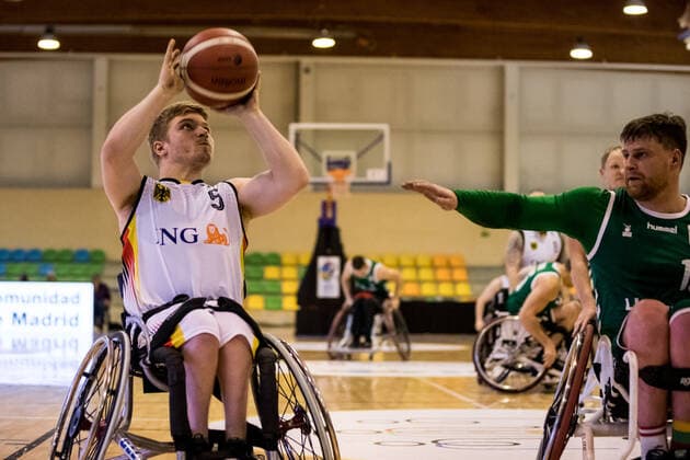 European Championship Wheelchair Basketball 04 12 2021 MADRID, SPAIN December 4 Wheelchair Basketball, Germany vs Lithuania Men, on Day 1 of the European Championship Wheelchair Basketball on 04 12 2021 at Polid Municipal Francisco Fernandez Ochoa in Madrid, Spain Oliver Jantz Germany, 5 , Edgaras Ciaplinskas Lithuania, 10 Copyright: xBEAUTIFULxSPORTS Wunderlx