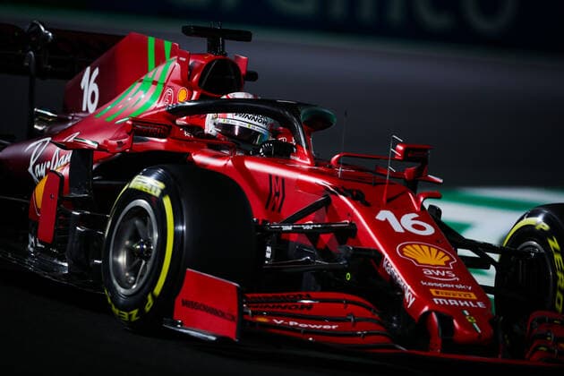 16 LECLERC Charles (mco), Scuderia Ferrari SF21, action during the Formula 1 stc Saudi Arabian Grand Prix 2021, 21th round of the 2021 FIA Formula One World Championship, WM, Weltmeisterschaft from December 3 to 5, 2021 on the Jeddah Corniche Circuit, in Jeddah, Saudi Arabia - F1 - SAUDI ARABIAN GRAND PRIX 2021 DPPI Panoramic  20211204_GOODEN_FG0O2779