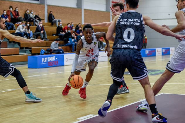 Barmer 2 Basketball Bundesliga ProB, Rheinstars Koeln vs ART Giants Leverkusen, 04 12 2021 John Joseph Saigge RheinStars Koeln 33 , Barmer 2 Basketball Bundesliga ProB, Rheinstars Koeln vs ART Giants Leverkusen on 04 12 2021 at ASV Koeln in Koeln Nordrhein Westfalen Copyright: xBEAUTIFULxSPORTS Mueller-Laschetx