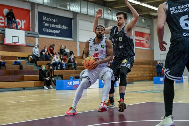 Barmer 2 Basketball Bundesliga ProB, Rheinstars Koeln vs ART Giants Leverkusen, 04 12 2021 Marley Jean Louis RheinStars Koeln 30 , Barmer 2 Basketball Bundesliga ProB, Rheinstars Koeln vs ART Giants Leverkusen on 04 12 2021 at ASV Koeln in Koeln North Rhine-Westphalia Copyright: xBEAUTIFULxSPORTS Mueller-Laschetx