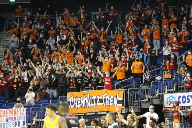 DEU, easyCredit BBL, ALBA vs Niners Chemnitz, 05 12 2021, Mercedes Benz Arena, Berlin, DEU, easyCredit BBL, ALBA vs Niners Chemnitz, pictured Chemnitz fans nordphotoxGmbHx xEngler nph00076
