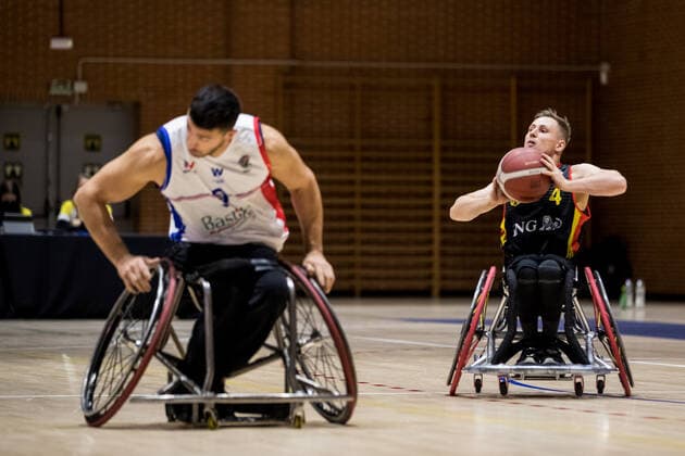 European Championship Wheelchair Basketball 05 12 2021 MADRID, SPAIN 5 December Wheelchair Basketball, France vs Germany Men, on Day 2 of the European Championship Wheelchair Basketball on 05 12 2021 at Polid Municipal Marques de Samaranch in Madrid, Spain Soufyane Mehiaoui France, 9 , Philip Schorp Germany, 4 Copyright: xBEAUTIFULxSPORTS Wunderlx