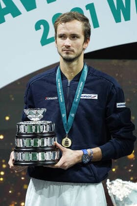 The Russian Tennis Federation V Croatia: Final - Davis Cup Finals 2021 Danil Medvedev of The Russian Tennis Federation during the Davis Cup Final between The Russian Tennis Federation and Croatia at Madrid Arena pavilion on December 05, 2021 in Madrid, Spain madrid Spain  Copyright: xOscarxGonzalezx originalFilename:gonzalez-notitle211205_npbjq.jpg