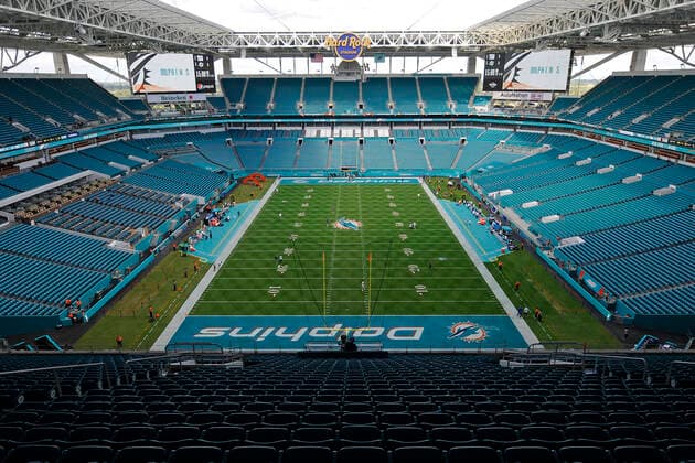 MIAMI GARDENS, FL - DECEMBER 05: An overview of the stadium before the NFL, American Football Herren, USA football game between the New York Giants and the Miami Dolphins on December 5, 2021, at Hard Rock Stadium in Miami Gardens, Florida. (Photo by Michael Allio Icon Sportswire) NFL: DEC 05 Giants at Dolphins Icon116211205047
