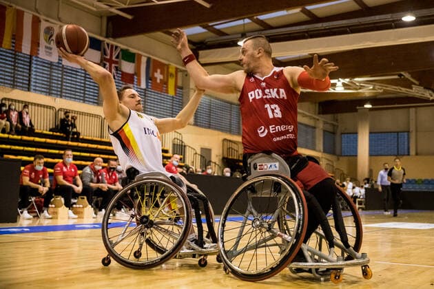European Championship Wheelchair Basketball 06 12 2021 MADRID, SPAIN December 6 Wheelchair Basketball, Germany vs Poland Men, on Day 3 of the European Championship Wheelchair Basketball on 06 12 2021 at Polid Municipal Francisco Fernandez Ochoa in Madrid, Spain Jan Haller Germany, 10 , Dominik Mosler Poland, 13 Copyright: xBEAUTIFULxSPORTS Wunderlx