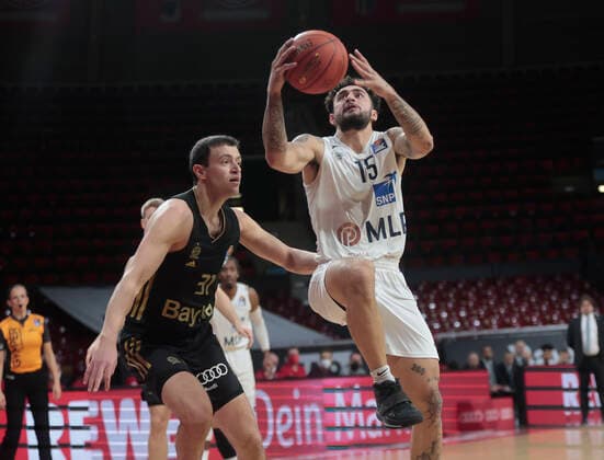 06 2021,BBL, FCB Basketball vs Heidelberg,FC Bayern, Audi Dome Muenchen, Basketball, Sports, in picture Zan Mark Sisko FCB Basketball vs Jordan Geist Heidelberg