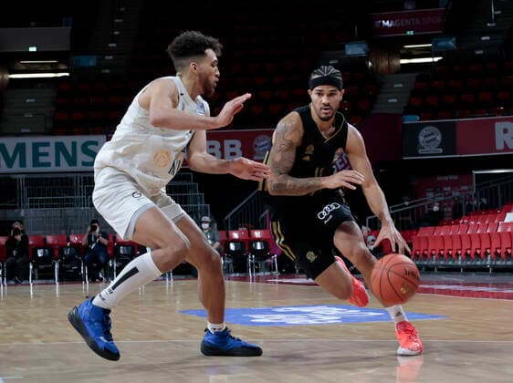 06 2021,BBL, FCB Basketball vs Heidelberg,FC Bayern, Audi Dome Muenchen, Basketball, Sports, in picture Brekkott Chapman Heidelberg vs Nick Weiler Babi FCB Basketball
