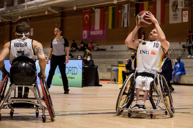 European Championship Wheelchair Basketball 07 12 2021 MADRID, SPAIN 7 December Wheelchair Basketball, Germany vs Switzerland Men, on Day 4 of the European Championship Wheelchair Basketball on 07 12 2021 at Polid Municipal Marques de Samaranch in Madrid, Spain Jan Haller Germany, 10 Copyright: xBEAUTIFULxSPORTS Wunderlx