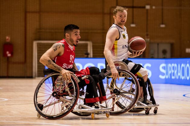 European Championship Wheelchair Basketball 07 12 2021 MADRID, SPAIN December 7 Wheelchair Basketball, Germany vs Switzerland Men, on Day 4 of the European Championship Wheelchair Basketball on 07 12 2021 at Polid Municipal Marques de Samaranch in Madrid, Spain Louka Real Switzerland, 91 , Jan Sadler Germany, 11 Copyright: xBEAUTIFULxSPORTS Wunderlx