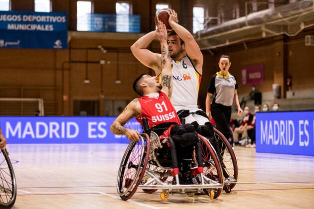 European Championship Wheelchair Basketball 07 12 2021 MADRID, SPAIN December 7 Wheelchair Basketball, Germany vs Switzerland Men, on Day 4 of the European Championship Wheelchair Basketball on 07 12 2021 at Polid Municipal Marques de Samaranch in Madrid, Spain Louka Real Switzerland, 91 , Matthias Guentner Germany, 6 Copyright: xBEAUTIFULxSPORTS Wunderlx