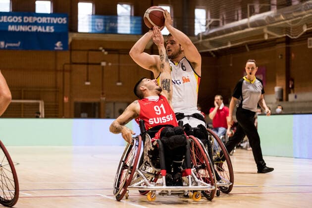 European Championship Wheelchair Basketball 07 12 2021 MADRID, SPAIN December 7 Wheelchair Basketball, Germany vs Switzerland Men, on Day 4 of the European Championship Wheelchair Basketball on 07 12 2021 at Polid Municipal Marques de Samaranch in Madrid, Spain Louka Real Switzerland, 91 , Matthias Guentner Germany, 6 Copyright: xBEAUTIFULxSPORTS Wunderlx