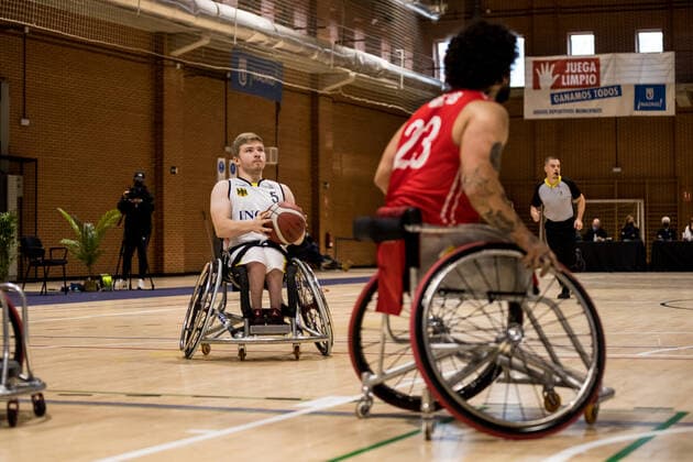 European Championship Wheelchair Basketball 07 12 2021 MADRID, SPAIN December 7 Wheelchair Basketball, Germany vs Switzerland Men, on Day 4 of the European Championship Wheelchair Basketball on 07 12 2021 at Polid Municipal Marques de Samaranch in Madrid, Spain Oliver Jantz Germany, 5 , Swan Wahab Switzerland, 23 Copyright: xBEAUTIFULxSPORTS Wunderlx