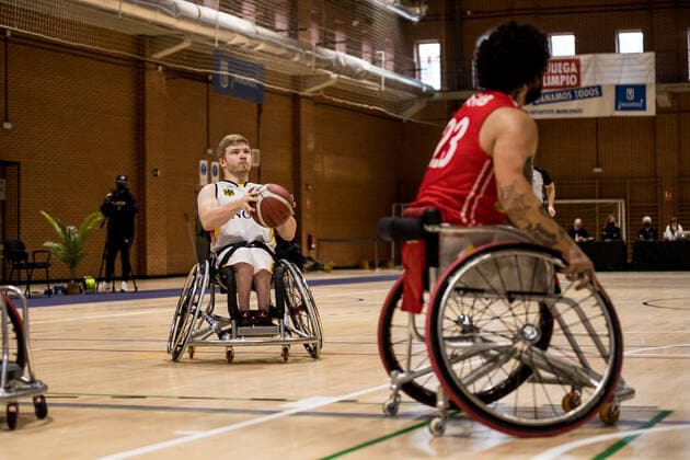 European Championship Wheelchair Basketball 07 12 2021 MADRID, SPAIN December 7 Wheelchair Basketball, Germany vs Switzerland Men, on Day 4 of the European Championship Wheelchair Basketball on 07 12 2021 at Polid Municipal Marques de Samaranch in Madrid, Spain Oliver Jantz Germany, 5 , Swan Wahab Switzerland, 23 Copyright: xBEAUTIFULxSPORTS Wunderlx