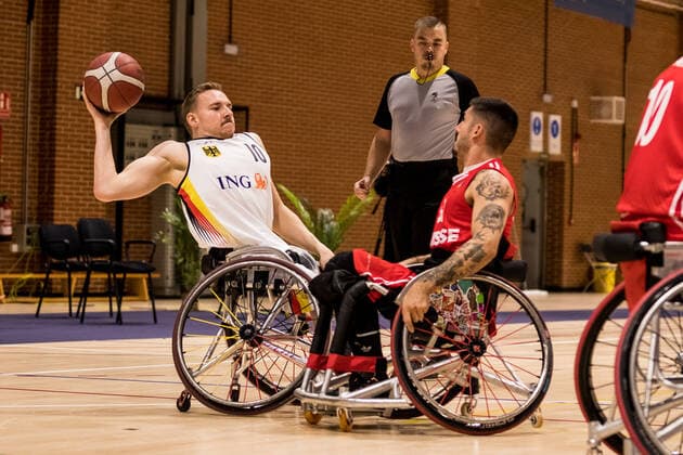 European Championship Wheelchair Basketball 07 12 2021 MADRID, SPAIN December 7 Wheelchair Basketball, Germany vs Switzerland Men, on Day 4 of the European Championship Wheelchair Basketball on 07 12 2021 at Polid Municipal Marques de Samaranch in Madrid, Spain Jan Haller Germany, 10 , Louka Real Switzerland, 91 Copyright: xBEAUTIFULxSPORTS Wunderlx