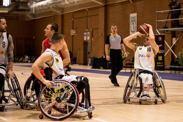 European Championship Wheelchair Basketball 07 12 2021 MADRID, SPAIN December 7 Wheelchair Basketball, Germany vs Switzerland Men, on Day 4 of the European Championship Wheelchair Basketball on 07 12 2021 at Polid Municipal Marques de Samaranch in Madrid, Spain Philip Schorp Germany, 4 , Jan Haller Germany, 10 Copyright: xBEAUTIFULxSPORTS Wunderlx