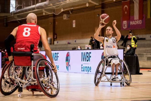 European Championship Wheelchair Basketball 07 12 2021 MADRID, SPAIN December 7 Wheelchair Basketball, Germany vs Switzerland Men, on Day 4 of the European Championship Wheelchair Basketball on 07 12 2021 at Polid Municipal Marques de Samaranch in Madrid, Spain Nicolas Hausammann Switzerland, 8 , Thomas Boehme Germany, 13 Copyright: xBEAUTIFULxSPORTS Wunderlx
