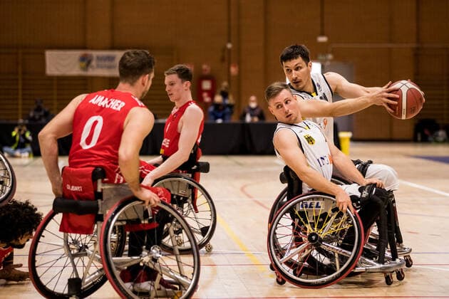 European Championship Wheelchair Basketball 07 12 2021 MADRID, SPAIN December 7 Wheelchair Basketball, Germany vs Switzerland Men, on Day 4 of the European Championship Wheelchair Basketball on 07 12 2021 at Polid Municipal Marques de Samaranch in Madrid, Spain Aliaksandr Halouski Germany, 14 , Philip Schorp Germany, 4 Copyright: xBEAUTIFULxSPORTS Wunderlx