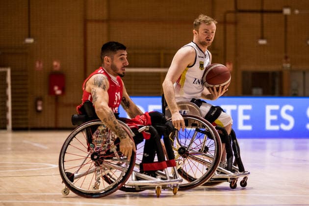 European Championship Wheelchair Basketball 07 12 2021 MADRID, SPAIN December 7 Wheelchair Basketball, Germany vs Switzerland Men, on Day 4 of the European Championship Wheelchair Basketball on 07 12 2021 at Polid Municipal Marques de Samaranch in Madrid, Spain Louka Real Switzerland, 91 , Jan Sadler Germany, 11 Copyright: xBEAUTIFULxSPORTS Wunderlx
