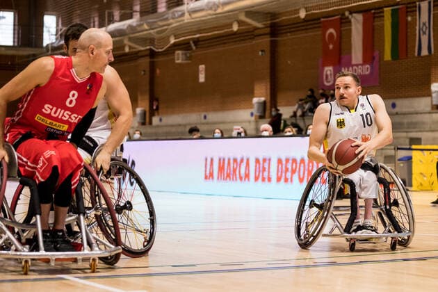 European Championship Wheelchair Basketball 07 12 2021 MADRID, SPAIN December 7 Wheelchair Basketball, Germany vs Switzerland Men, on Day 4 of the European Championship Wheelchair Basketball on 07 12 2021 at Polid Municipal Marques de Samaranch in Madrid, Spain Nicolas Hausammann Switzerland, 8 , Jan Haller Germany, 10 Copyright: xBEAUTIFULxSPORTS Wunderlx