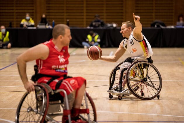 European Championship Wheelchair Basketball 07 12 2021 MADRID, SPAIN December 7 Wheelchair Basketball, Germany vs Switzerland Men, on Day 4 of the European Championship Wheelchair Basketball on 07 12 2021 at Polid Municipal Marques de Samaranch in Madrid, Spain Nicola Damiano Switzerland, 16 , Jan Haller Germany, 10 Copyright: xBEAUTIFULxSPORTS Wunderlx