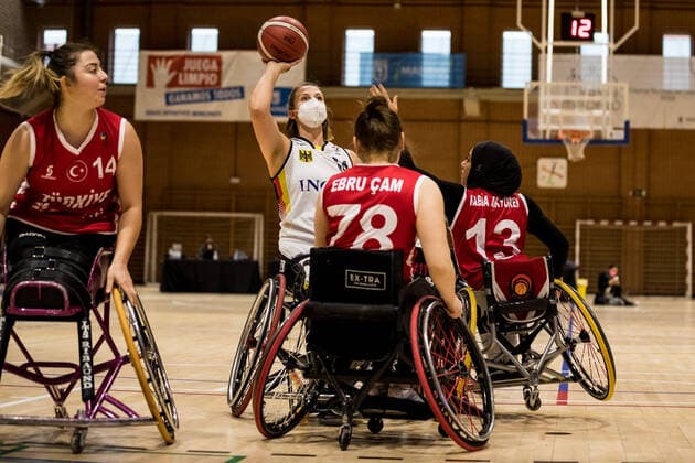 European Championship Wheelchair Basketball 07 12 2021 MADRID, SPAIN December 7 Wheelchair Basketball, Germany vs Turkey Women, on Day 4 of the European Championship Wheelchair Basketball on 07 12 2021 at Polid Municipal Marques de Samaranch in Madrid, Spain Lena Knippelmeyer Germany, 14 , Ebru Cam Turkey, 78 , Rabia Akyuerek Turkey, 13 Copyright: xBEAUTIFULxSPORTS Wunderlx