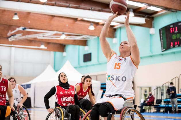 European Championship Wheelchair Basketball 08 12 2021 MADRID, SPAIN 8 December Wheelchair Basketball, Netherlands vs Turkey Women, on Day 5 of the European Championship Wheelchair Basketball on 08 12 2021 at Polid Municipal Francisco Fernandez Ochoa in Madrid, Spain Mariska Beijer Netherlands, 15 Copyright: xBEAUTIFULxSPORTS Wunderlx
