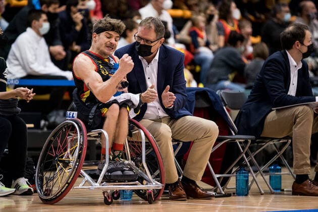 European Championship Wheelchair Basketball 08 12 2021 MADRID, SPAIN December 8 Wheelchair Basketball, Spain vs Germany Men, on Day 5 of the European Championship Wheelchair Basketball on 08 12 2021 at Polid Municipal Francisco Fernandez Ochoa in Madrid, Spain Christopher Huber Germany, 7 , Paul Bowes Assistant Coach Germany Copyright: xBEAUTIFULxSPORTS Wunderlx