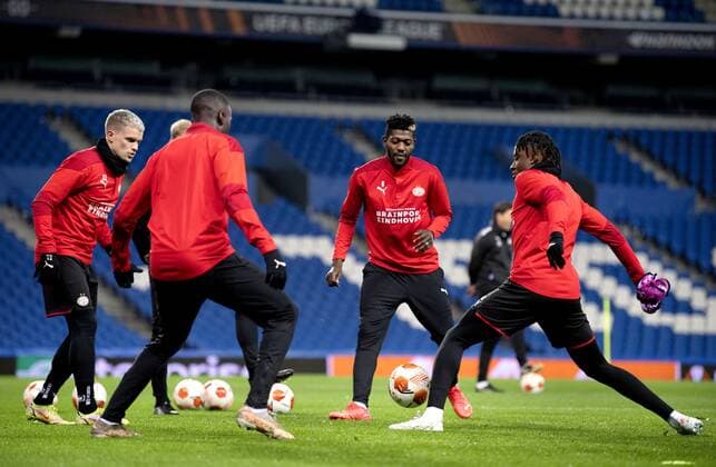 SAN SEBASTIAN Ibrahim Sangare PSV during a PSV Eindhoven training session ahead of the UEFA Europa League match against Real Sociedad at Estadio de Anoeta on December 8, 2021 in San Sebastian, Spain ANP OLAF KRAAK UEFA Europa League 2021 2022 xVIxANPxSportx xxANPxIVx 441786503