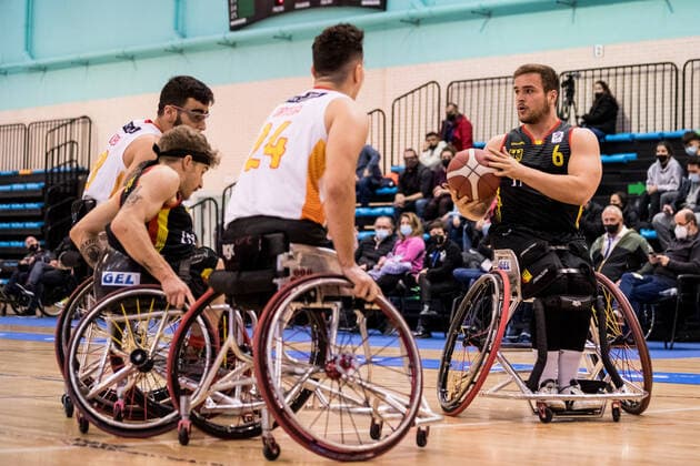 European Championship Wheelchair Basketball 08 12 2021 MADRID, SPAIN December 8 Wheelchair Basketball, Spain vs Germany Men, on Day 5 of the European Championship Wheelchair Basketball on 08 12 2021 at Polid Municipal Francisco Fernandez Ochoa in Madrid, Spain Ignacio Ortega Spain, 24 , Matthias Guentner Germany, 6 Copyright: xBEAUTIFULxSPORTS Wunderlx