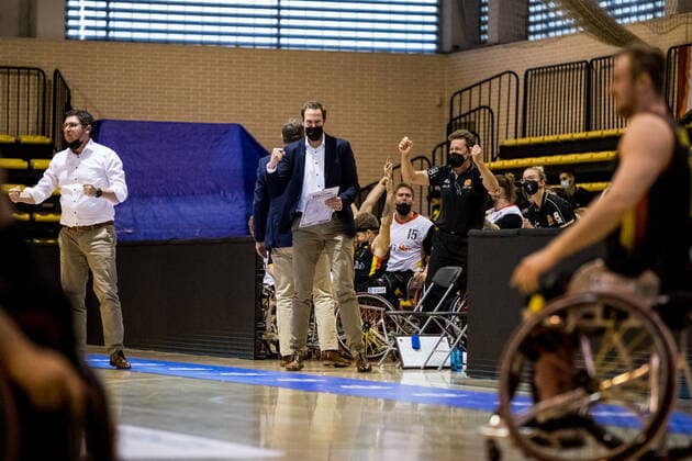 European Championship Wheelchair Basketball 08 12 2021 MADRID, SPAIN December 8 Wheelchair Basketball, Spain vs Germany Men, on Day 5 of the European Championship Wheelchair Basketball on 08 12 2021 at Polid Municipal Francisco Fernandez Ochoa in Madrid, Spain Cheers from the German bench Copyright: xBEAUTIFULxSPORTS Wunderlx