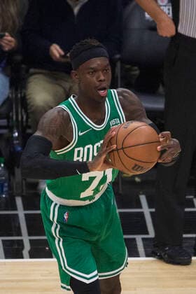 December 8, 2021, Los Angeles, California, USA: Dennis Schroder 71 of the Boston Celtics during their NBA, Basketball Herren, USA game with the Los Angeles Clippers on Wednesday December 8, 2021 at the Staples Center in Los Angeles, California. Clippers defeat Celtics, 114-111. ARIANA RUIZ PI Los Angeles USA - ZUMAp124 20211208_zaa_p124_003 Copyright: xArianaxRuizx