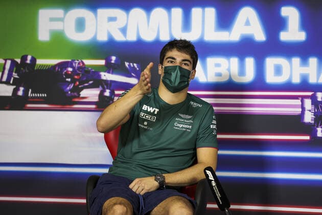 STROLL Lance (can), Aston Martin F1 AMR21, portrait, Thursday press conference, PK, Pressekonferenz during the Formula 1 Etihad Airways Abu Dhabi Grand Prix 2021, 22th round of the 2021 FIA Formula One World Championship, WM, Weltmeisterschaft from December 10 to 12, 2021 on the Yas Marina Circuit, in Yas Island, Abu Dhabi - F1 - ABU DHABI GRAND PRIX 2021 DPPI Panoramic 00121045_AV6_4330.JPG