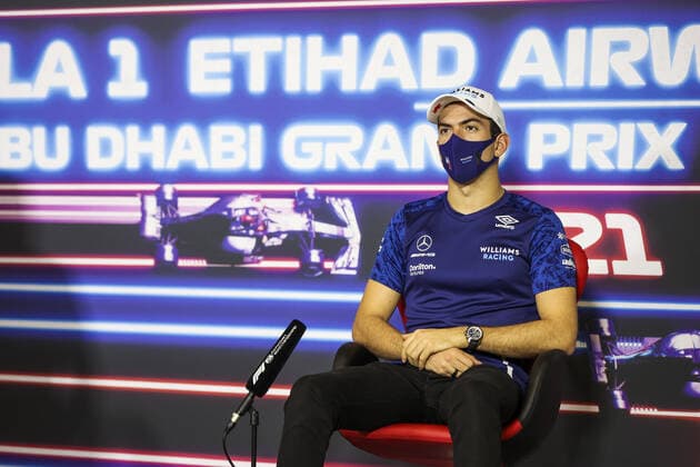 LATIFI Nicholas (can), Williams Racing F1 FW43B, portrait, Thursday press conference, PK, Pressekonferenz during the Formula 1 Etihad Airways Abu Dhabi Grand Prix 2021, 22th round of the 2021 FIA Formula One World Championship, WM, Weltmeisterschaft from December 10 to 12, 2021 on the Yas Marina Circuit, in Yas Island, Abu Dhabi - F1 - ABU DHABI GRAND PRIX 2021 DPPI Panoramic  00121045_AV6_4569.JPG
