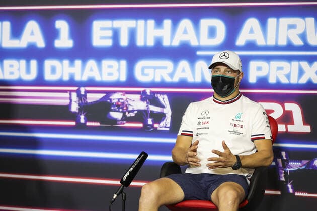 BOTTAS Valtteri (fin), Mercedes AMG F1 GP W12 E Performance, portrait, Thursday press conference, PK, Pressekonferenz during the Formula 1 Etihad Airways Abu Dhabi Grand Prix 2021, 22th round of the 2021 FIA Formula One World Championship, WM, Weltmeisterschaft from December 10 to 12, 2021 on the Yas Marina Circuit, in Yas Island, Abu Dhabi - F1 - ABU DHABI GRAND PRIX 2021 DPPI Panoramic  00121045_AV6_4616.JPG