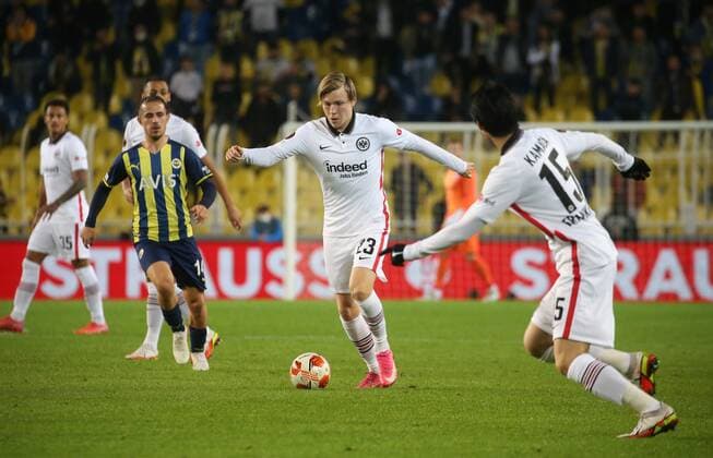 Eintracht Frankfurt™s Jens Petter Hauge during Fenerbahce - Eintracht Frankfurt during UEFA Europa League game at Kadikoy Sukru Saracoglu Stadium in Istanbul, 9th of December, 2021. Copyright: TolgaxAdanali 17355669