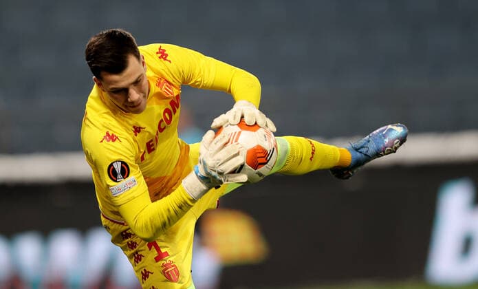 SOCCER - UEFA EL, Sturm vs Monaco GRAZ,AUSTRIA,09.DEC.21 - SOCCER - UEFA Europa League, group stage, SK Sturm Graz vs AS Monaco. Image shows Radoslaw Majecki (Monaco).  GEPAxpictures xMJxPaul