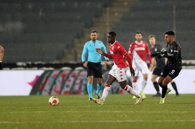 SOCCER - UEFA EL, Sturm vs Monaco GRAZ,AUSTRIA,09.DEC.21 - SOCCER - UEFA Europa League, group stage, SK Sturm Graz vs AS Monaco. Image shows Eliot Matazo (Monaco).  GEPAxpictures xMJxPaul