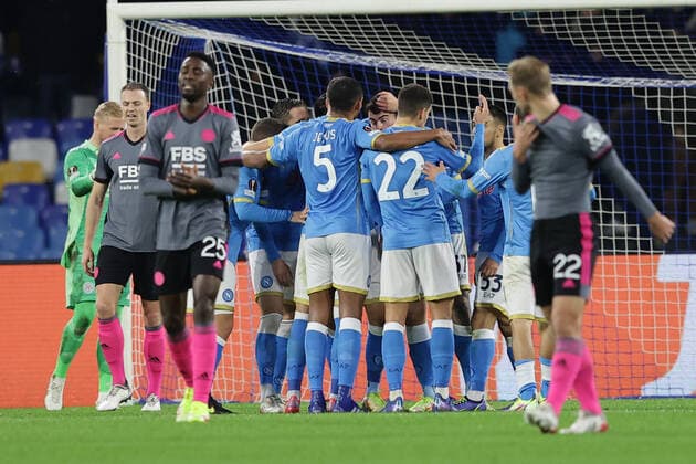 Photo Alessandro Garofalo LaPresse December 09, 2020 Naples, Italy soccer Napoli vs Leicester City - Europa League 2021 2022 - Diego Armando Maradona stadium. In the pic: Eljif Elmas (SSC Napoli); celebrates after scoring goal 2-0  Copyright: xAlessandroxGarofalo LaPressex