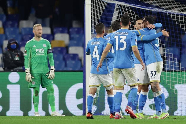 Photo Alessandro Garofalo LaPresse December 09, 2020 Naples, Italy soccer Napoli vs Leicester City - Europa League 2021 2022 - Diego Armando Maradona stadium. In the pic: Eljif Elmas (SSC Napoli); celebrates after scoring goal 2-0  Copyright: xAlessandroxGarofalo LaPressex