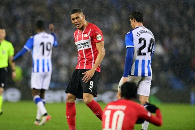 SAN SEBASTIAN Carlos Vinicius of PSV Eindhoven during the UEFA Europa League match between Real Sociedad and PSV Eindhoven at Estadio de Anoeta on December 9, 2021 in San Sebastian, Spain ANP OLAF KRAAK UEFA Europa League 2021 2022 xVIxANPxSportx xxANPxIVx 441836493
