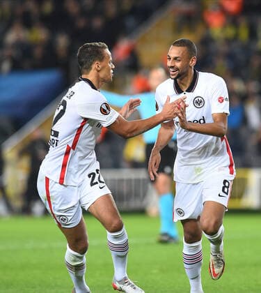 Timothy Chandler (22) and Djibril Sow (8) of Eintracht Frankfurt during the UEFA Europa League group D match between Fenerbahce and Eintracht Frankfurt at Ulker Stadium on December 9, 2021 in Istanbul, Turkey. (Photo by Seskimphoto) Fenerbahce v Eintracht Frankfurt: Group D - UEFA Europa League 