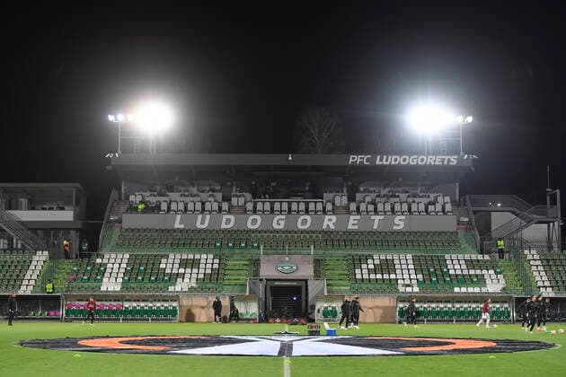 View inside Ludogorets Arena during the UEFA Europa League Group F football match between PFC Ludogorets and FC Midtjylland on December 9, 2021 at the Ludogorets Arena in Razgrad Photo by Alex Nicodim Ritzau Scanpix, Razgrad  Copyright: RitzauxScanpix AlexxNicodimx spdk20211209-204020-L