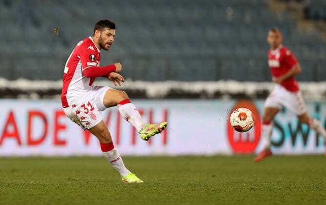 SOCCER - UEFA EL, Sturm vs Monaco GRAZ,AUSTRIA,09.DEC.21 - SOCCER - UEFA Europa League, group stage, SK Sturm Graz vs AS Monaco. Image shows Kevin Volland (Monaco).  GEPAxpictures xMJxPaul