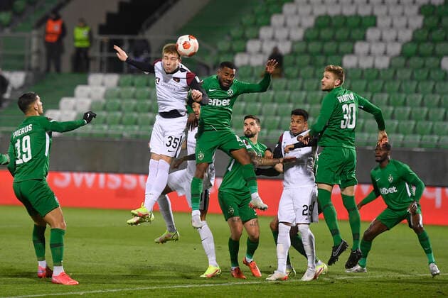 during the UEFA Europa League Group F football match between PFC Ludogorets and FC Midtjylland on December 9, 2021 at the Ludogorets Arena in Razgrad Photo by Alex Nicodim Ritzau Scanpix, Razgrad  Copyright: RitzauxScanpix AlexxNicodimx spdk20211209-211940-L