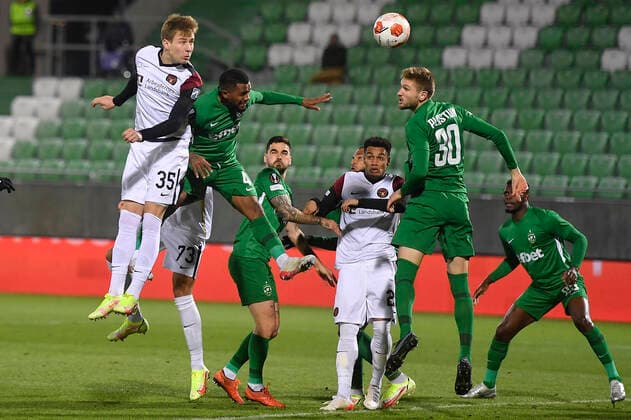 Action during the UEFA Europa League Group F football match between PFC Ludogorets and FC Midtjylland on December 9, 2021 at the Ludogorets Arena in Razgrad Photo by Alex Nicodim Ritzau Scanpix, Razgrad  Copyright: RitzauxScanpix AlexxNicodimx spdk20211209-212111-L