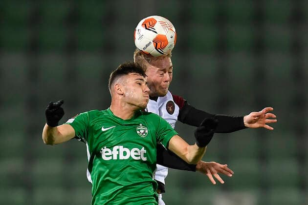 Action during the UEFA Europa League Group F football match between PFC Ludogorets and FC Midtjylland on December 9, 2021 at the Ludogorets Arena in Razgrad Photo by Alex Nicodim Ritzau Scanpix, Razgrad  Copyright: RitzauxScanpix AlexxNicodimx spdk20211209-213238-L
