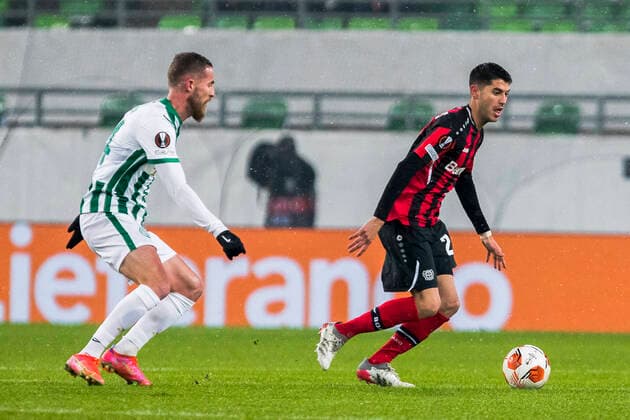 Exequiel Palacios, Ferencvaros vs Bayern Leverkusen, Uefa Europa Leafue, 09 December, 09 12 2021 Ferencvaros vs Bayern Leverkusen, Uefa Europa Leafue, 09 December, 09 12 2021 Budapest Copyright: xEIBNER NikolaxKrsticx EP_EER